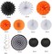 Black White Orange Halloween Party-Decorations - 33pcs Birthday Banner,Streamers Tassel Garland,Paper Lantern Fans,Tissue Pom Poms,Bachelorette Baby Bridal Shower Graduations Backdrop Decor